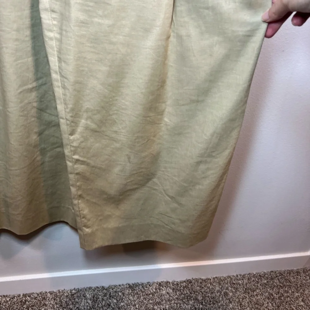 Banana Republic Linen Blend Cropped Wide Leg Sleeveless Jumpsuit Tan Belt Size 6
